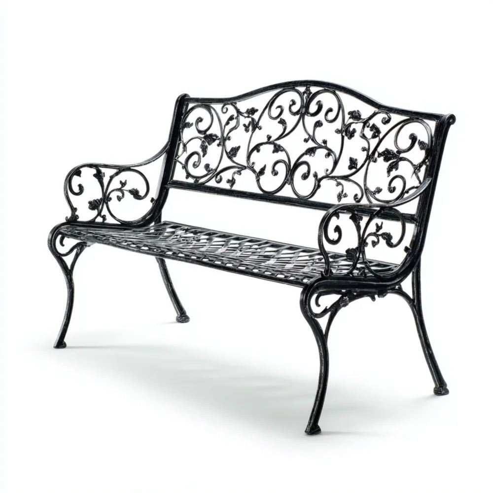 Panca da giardino in ghisa 120x60x80 cm - Nero - Design classico
