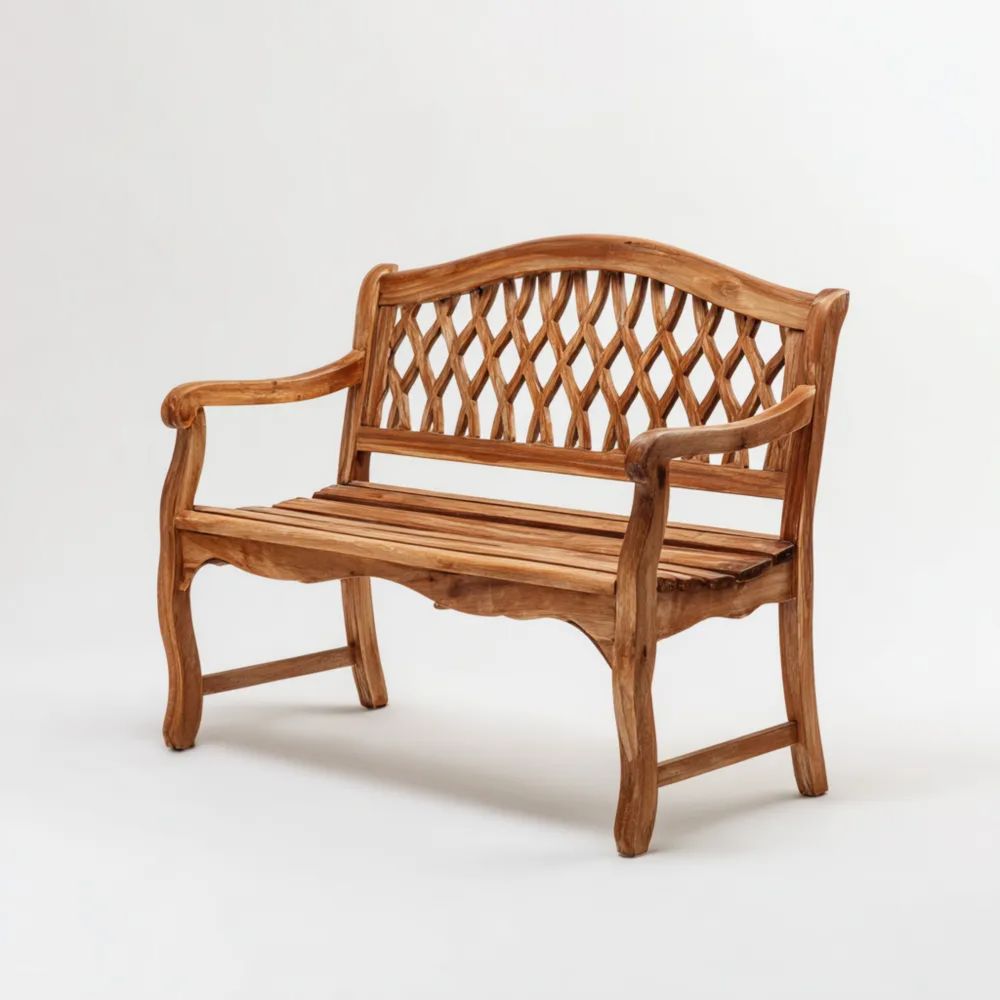 Panchina da giardino in legno di teak 120x58x90 cm - design classico