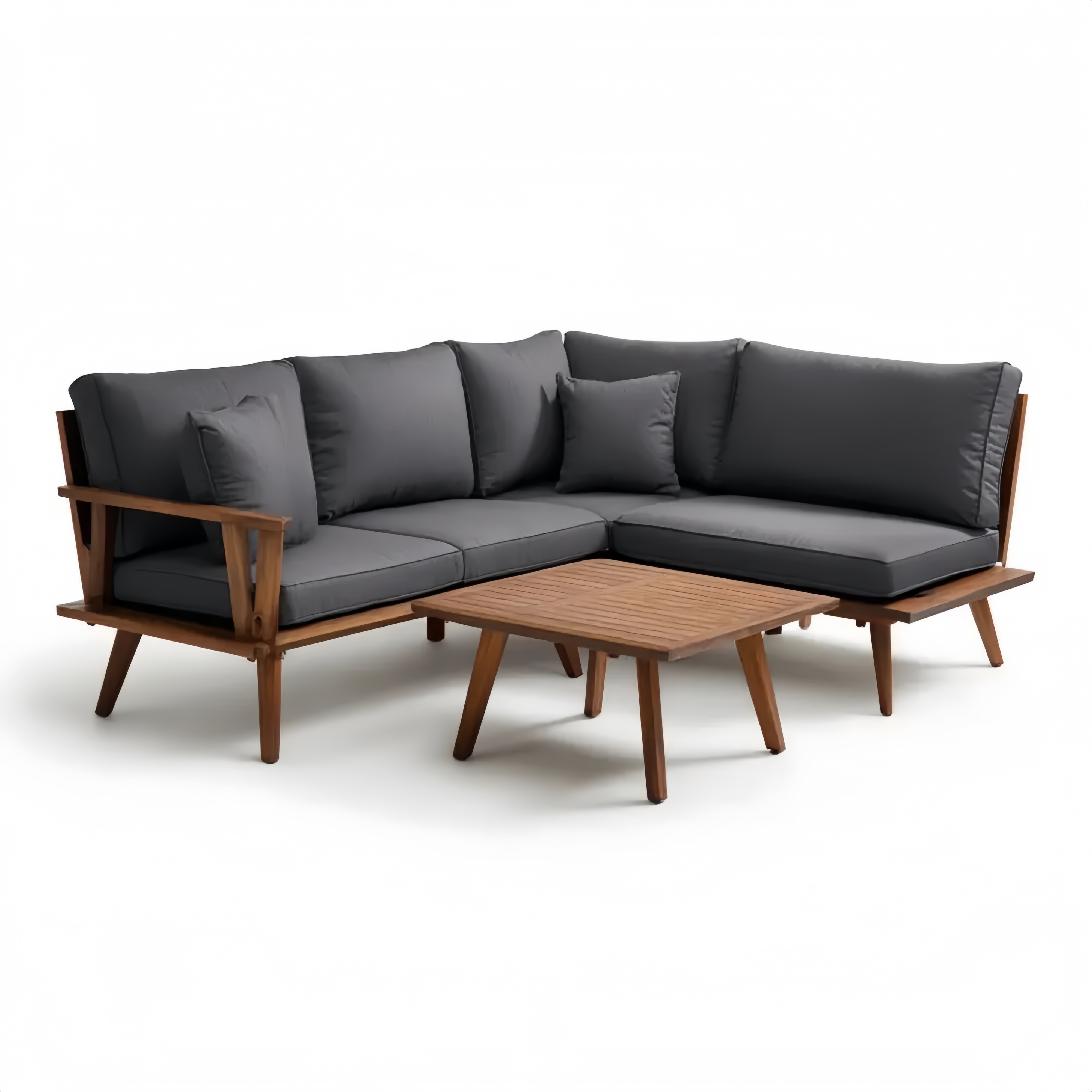 Set di divani da esterno 220x150x75 cm - Legno e tessuto impermeabile - Antracite - Design moderno