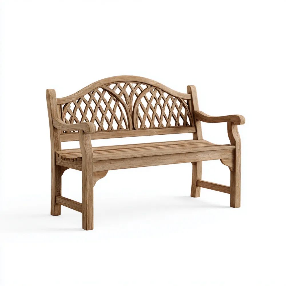 Panca da Giardino in Legno Massello 150x60x90 cm - Design Classico