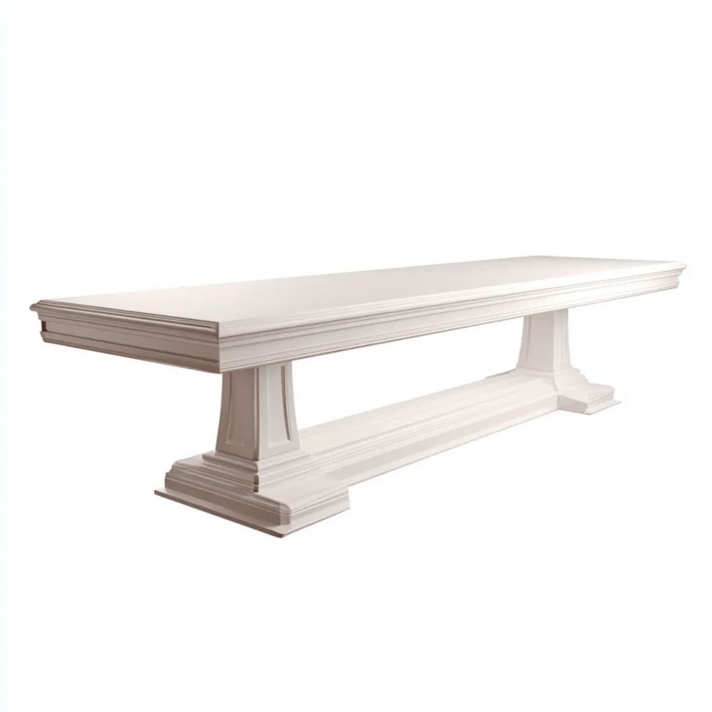 Tavolo da pranzo in legno massiccio 250x100x75 cm – Bianco – Design classico