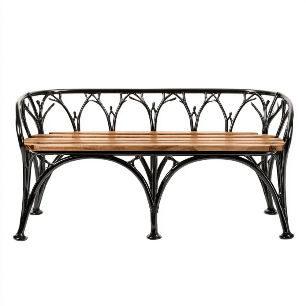 Panchina da giardino in metallo e legno 150x55x75 cm