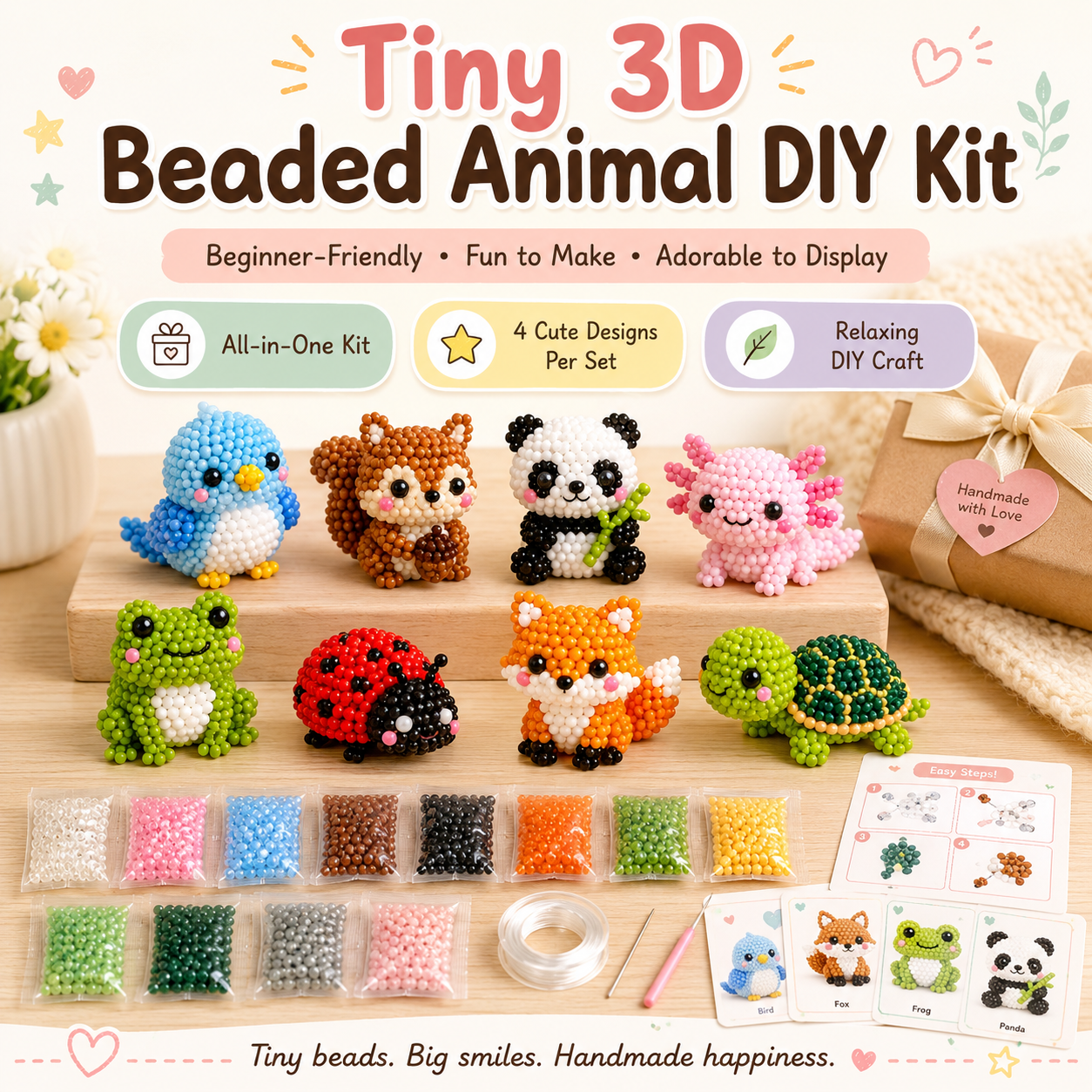 🧵✨ Tiny 3D Beaded Animal DIY Kit