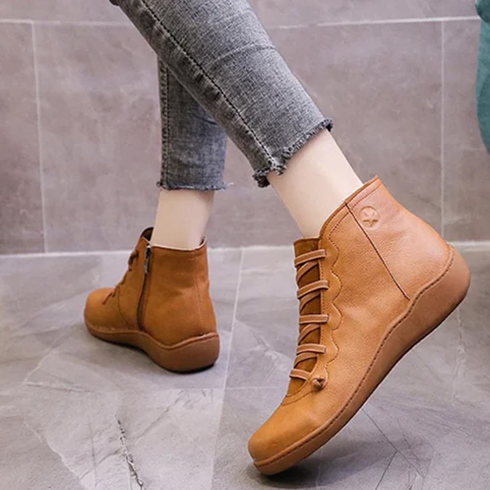 Shobous Comfortable Handmade Leather Foot Support Boots