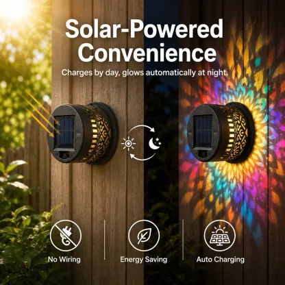 65K+ SOLD!✨Solar Mandala Wall Light | Outdoor Garden Fence Projector Lamp 🪐🌌