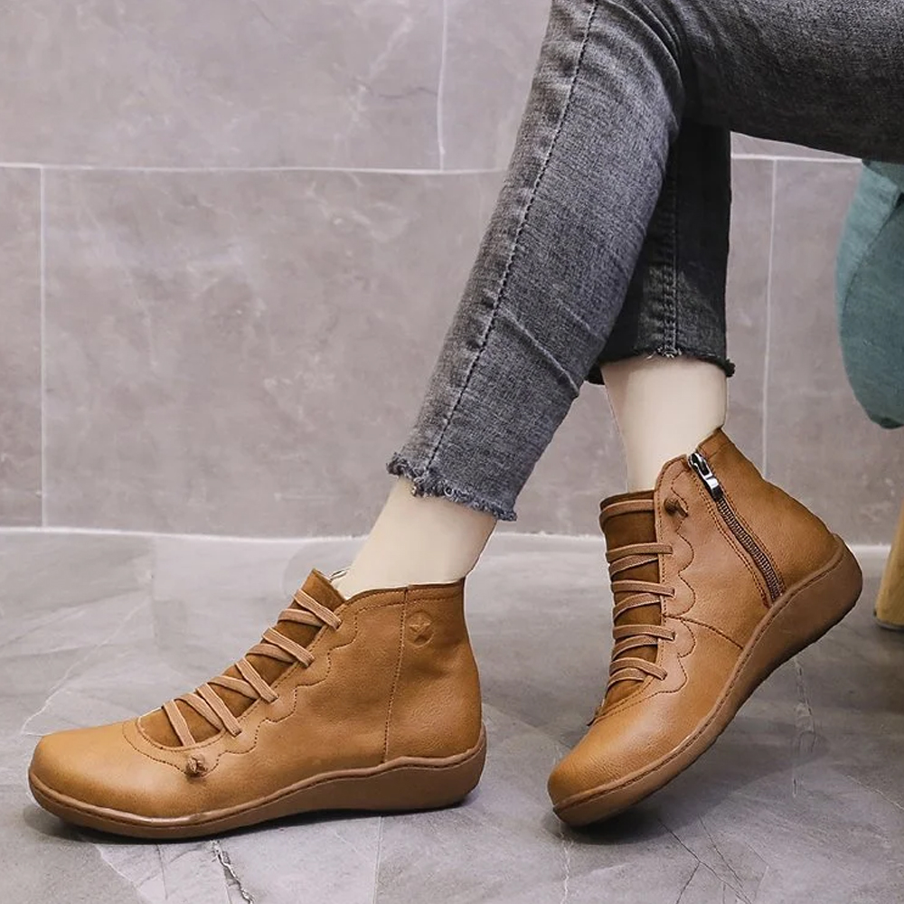 Shobous Comfortable Handmade Leather Foot Support Boots