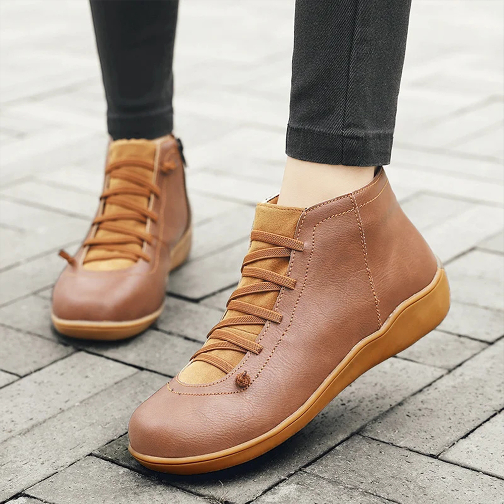 Shobous Comfortable Handmade Leather Foot Support Boots