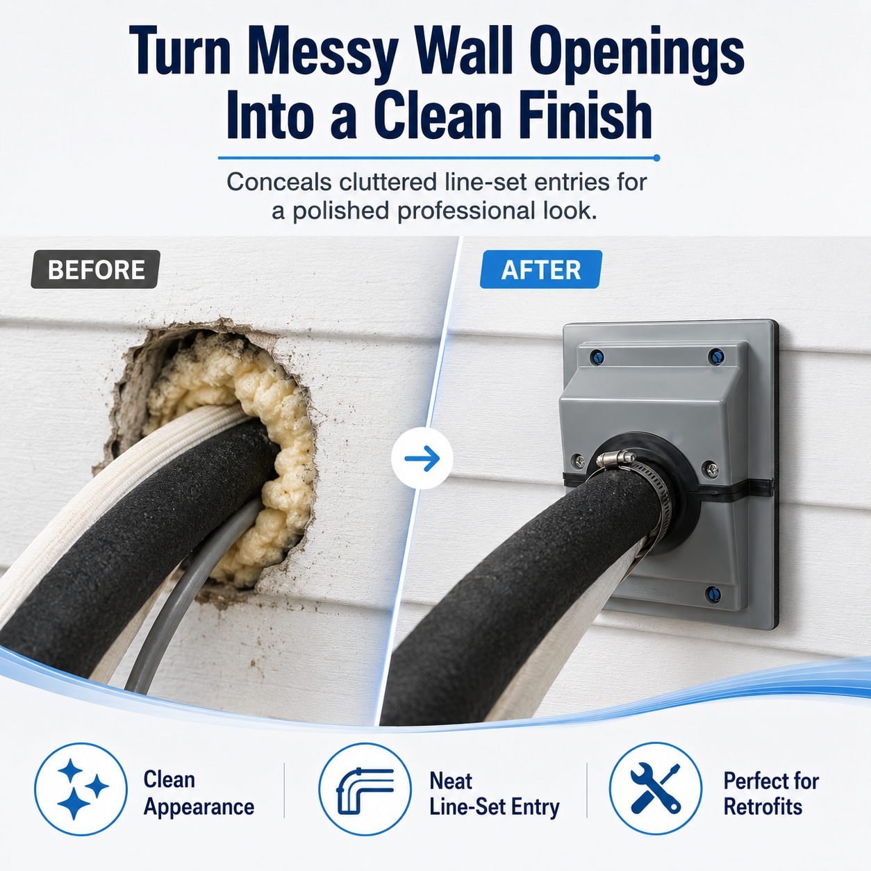 🔥Last Day 49% OFF🔥 - HVAC Wall Penetration & Line-Set Cover Kit – Retrofit Finish Solution