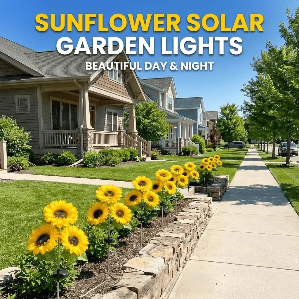 Solar Powered LED Sunflower Garden Lights - IP65 Waterproof Triple-Head Garden Stakes with 36 Micro-LEDs & Auto Dusk-to-Dawn Sensor