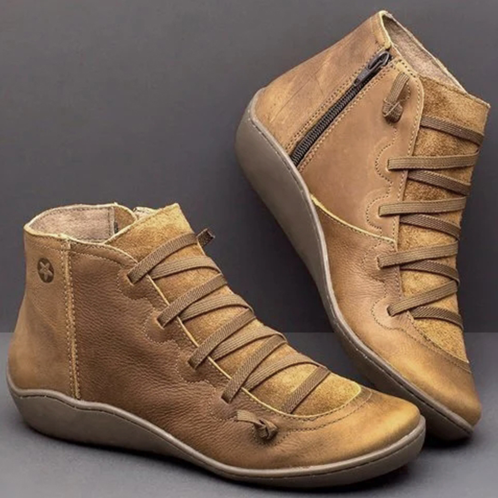 Shobous Comfortable Handmade Leather Foot Support Boots
