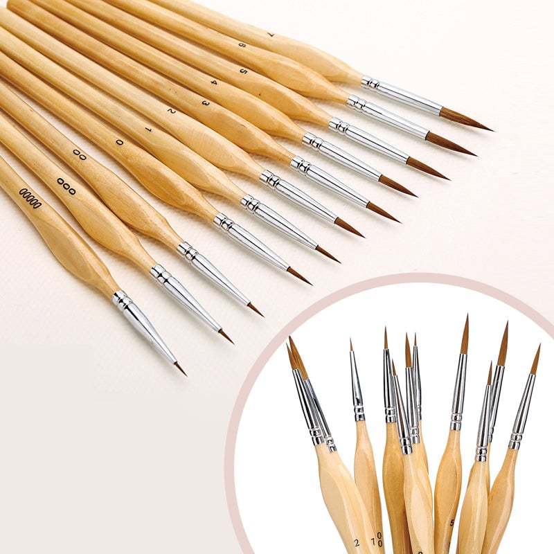 🎁11 Pcs Miniature Detail Paint Brush Set