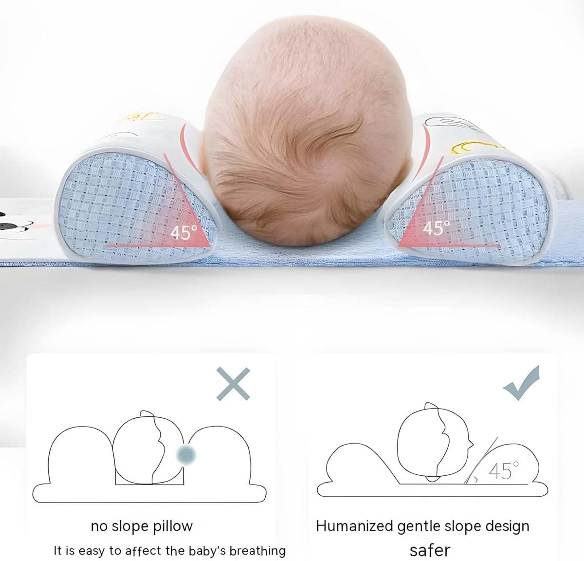Baby Soft Cotton Breathable Head and Neck Support Shaping Pillow