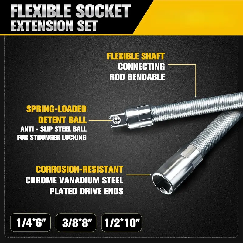 ⚡Free Shipping⚡Universal Multi-Socket Wrench Tool with 3 Bendable Shafts