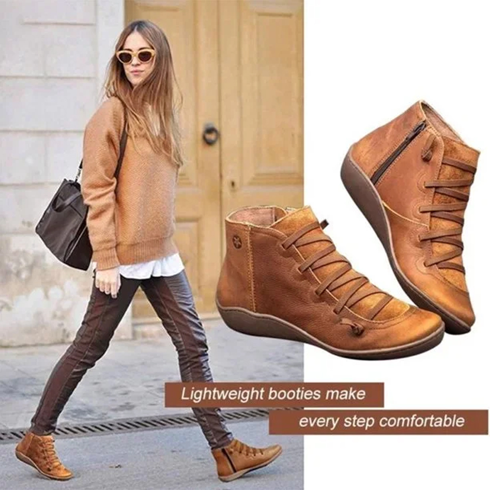 Shobous Comfortable Handmade Leather Foot Support Boots