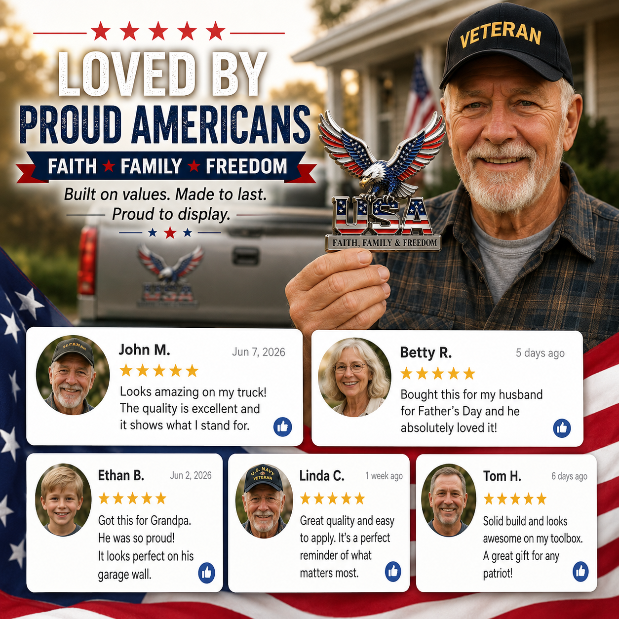 🇺🇸250th Anniversary 49% OFF - ★USA Faith, Family & Freedom★ Metal Emblem