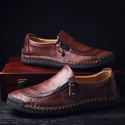 [🔥Hot Sale🎁--60% OFF 🎉]Mens Handmade Side Zipper Casual Comfy Leather Slip On Loafers