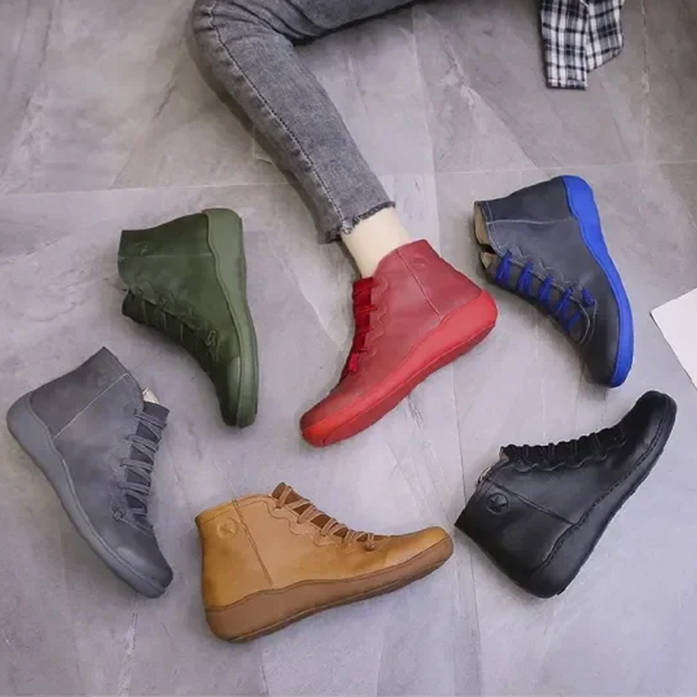 Shobous Comfortable Handmade Leather Foot Support Boots