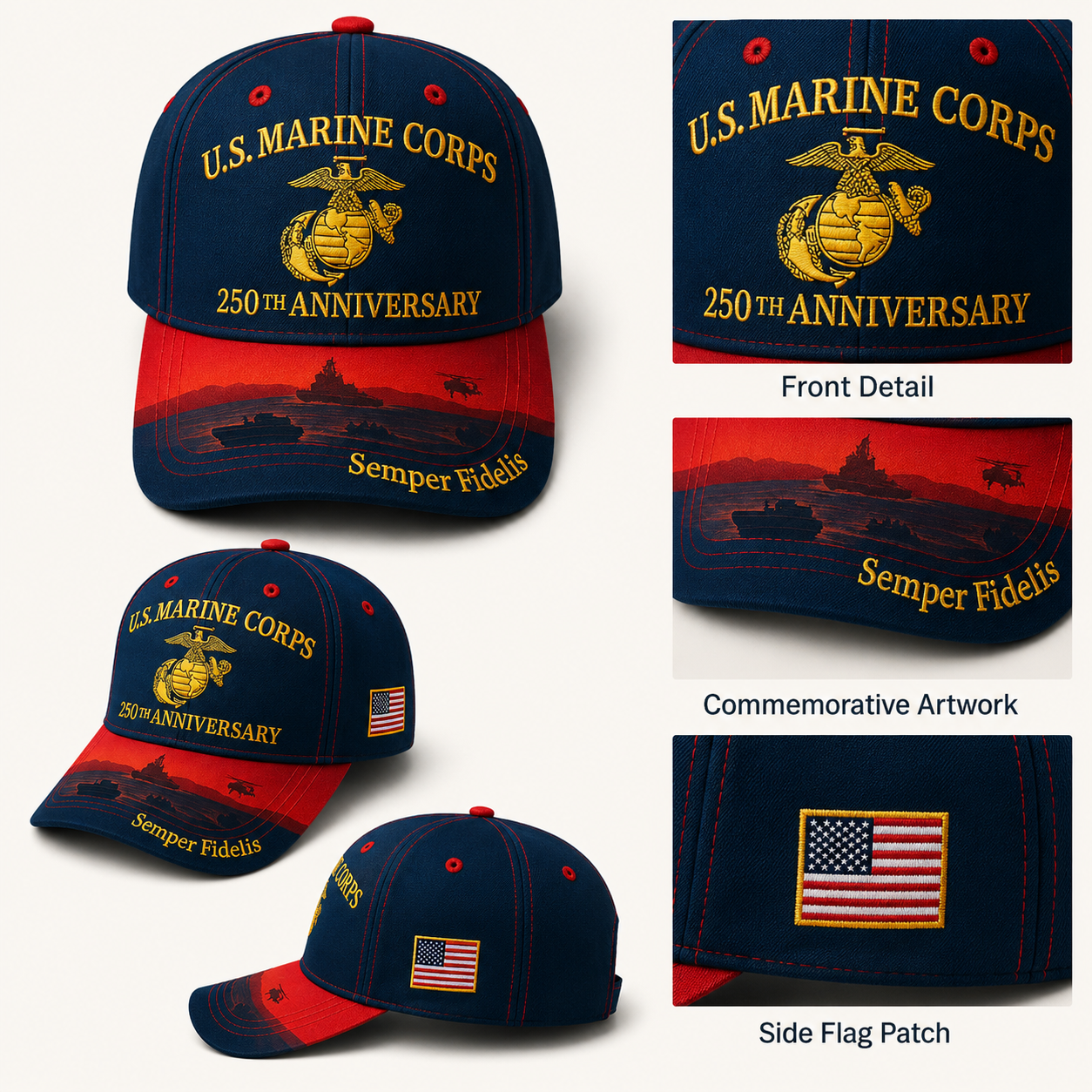🔥 Father’s Day Sale - ❤️ U.S. Marine Corps 250th Anniversary Commemorative Embroidered Cap 🇺🇸