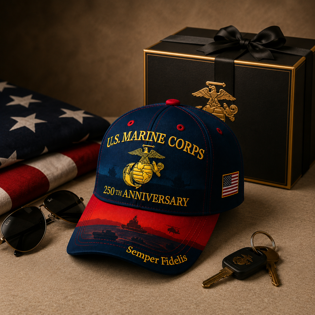 🔥 Father’s Day Sale - ❤️ U.S. Marine Corps 250th Anniversary Commemorative Embroidered Cap 🇺🇸