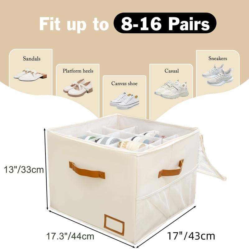 👟Shoe Organizer for Closet, Fabric Shoe Storage Boxes with Clear Cover, Storage, Foldable Space-saving Storage Container Bins🔥