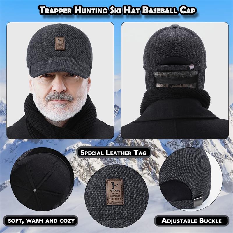 🔥49% off before Christmas 🥳-Men's Winter Baseball Cap - With Ear Muffs, Thickened Warm Hat
