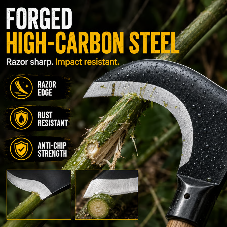Tactical Dual-Head Clearing Axe & Sickle