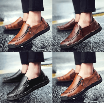 [🔥Hot Sale🎁--60% OFF 🎉]Mens Handmade Side Zipper Casual Comfy Leather Slip On Loafers