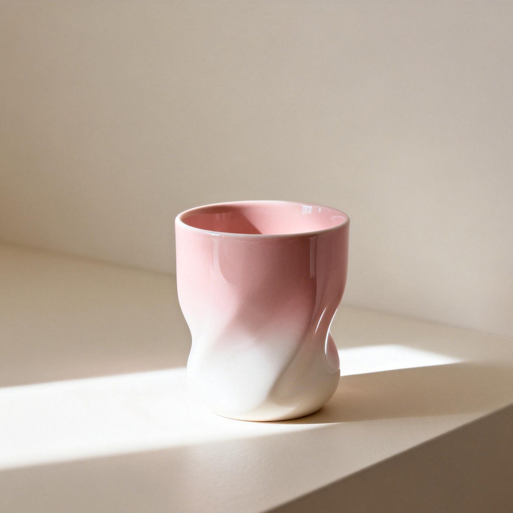 Simple ceramic drinking cups set of 20 displayed on kitchen table