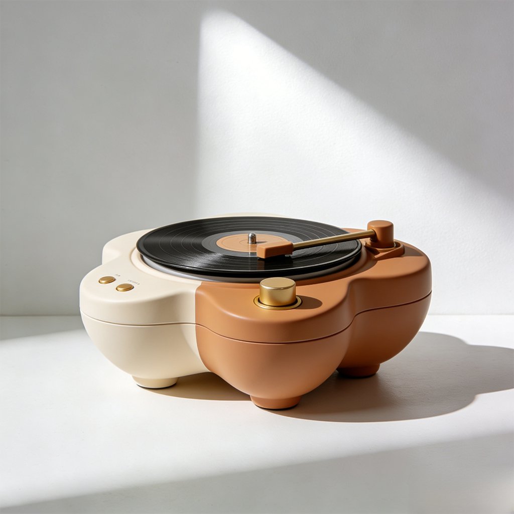 Gramofon do płyt winylowych na stylowym stole