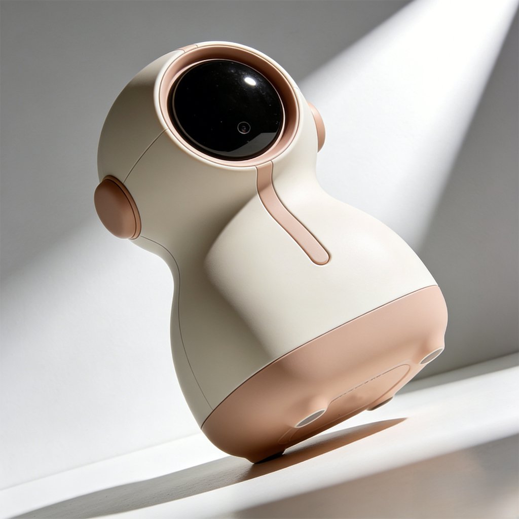 Zbliżenie na obiektyw kamery biurkowej z autofokusem