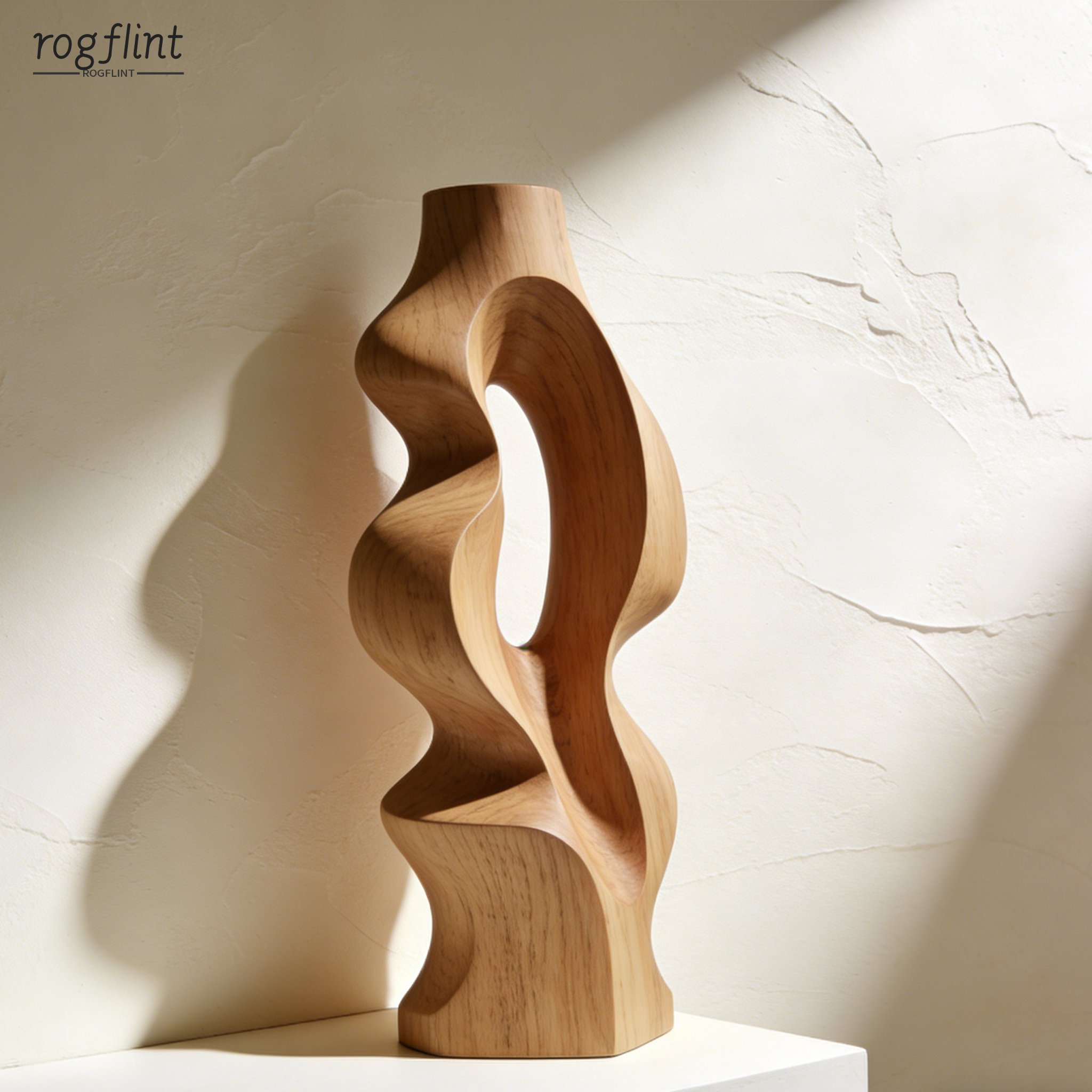 Kreatív fa faragású dísztárgy modern nappaliban