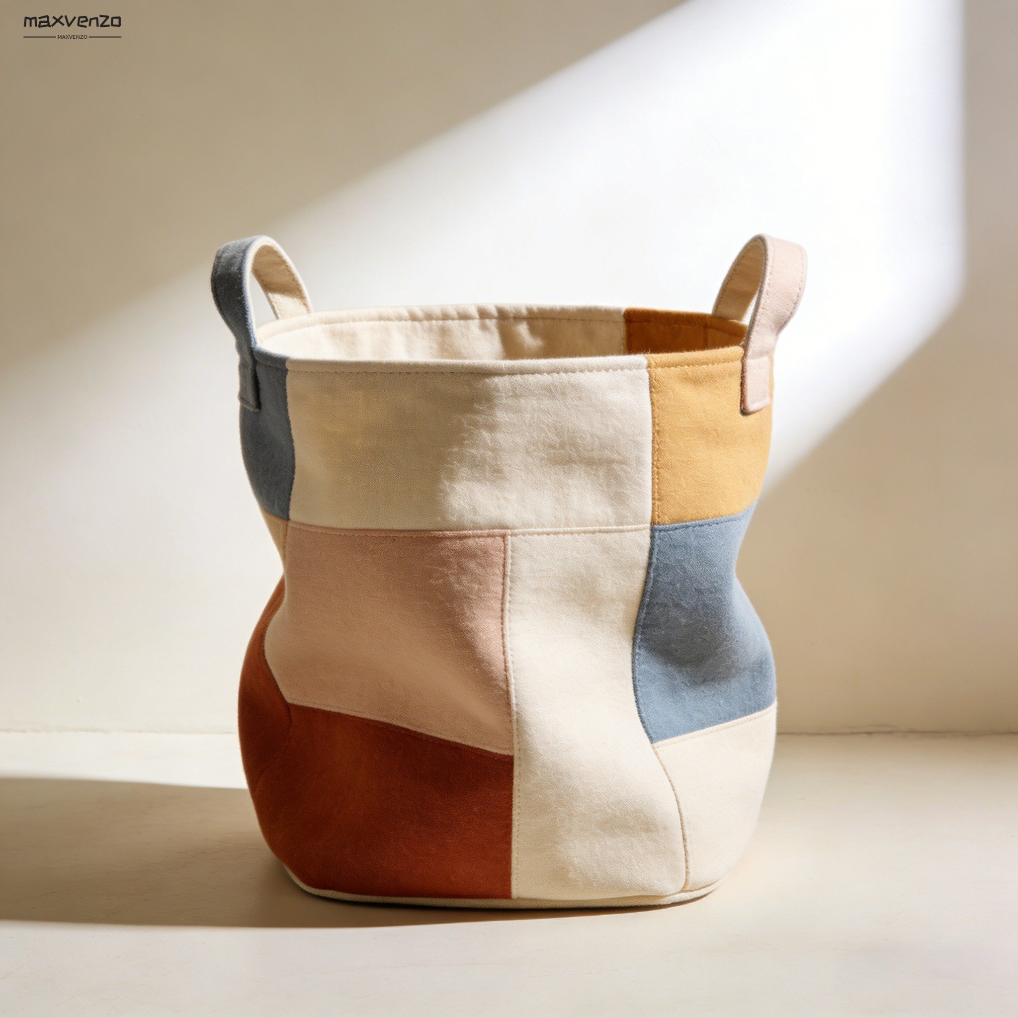 Zestaw dziesięciu materiałowych koszy na przechowywanie w różnych kolorach