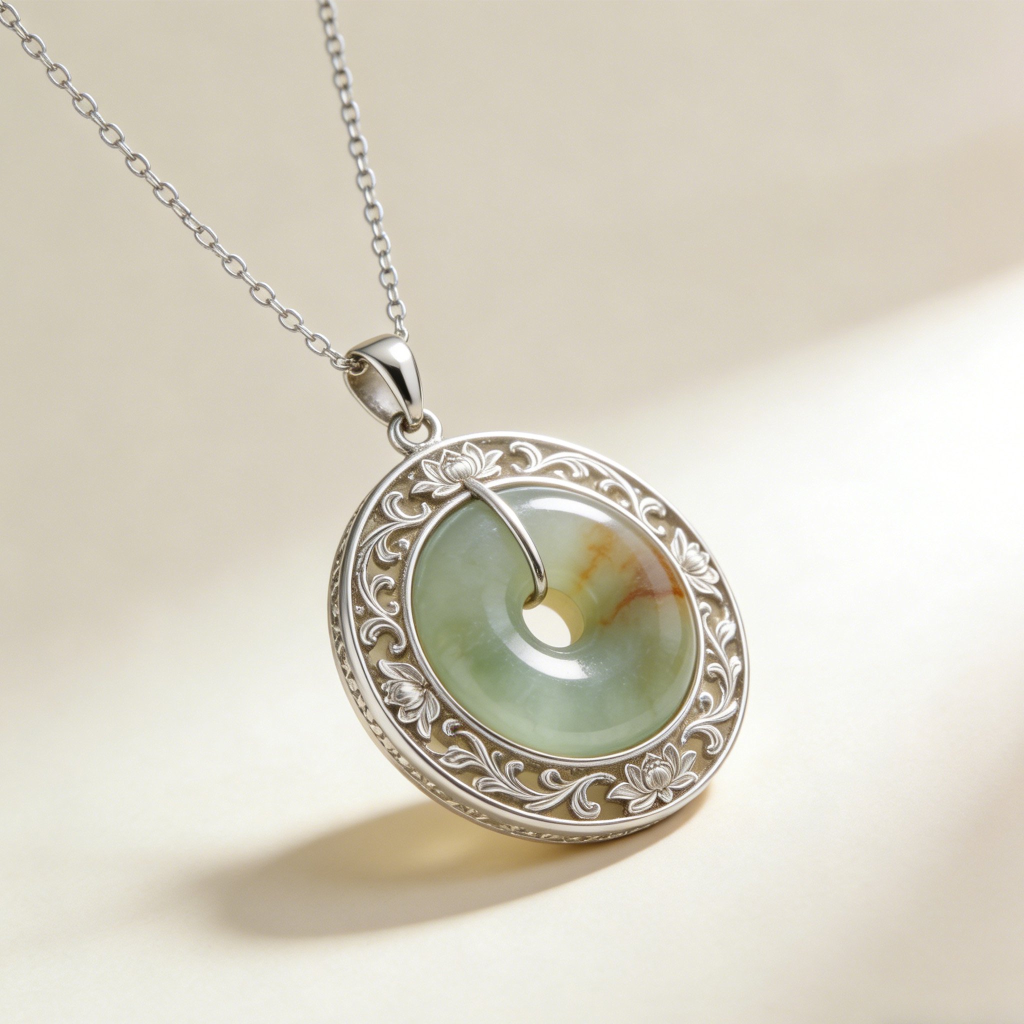 Natürlicher Jade-Anhänger in Nahaufnahme