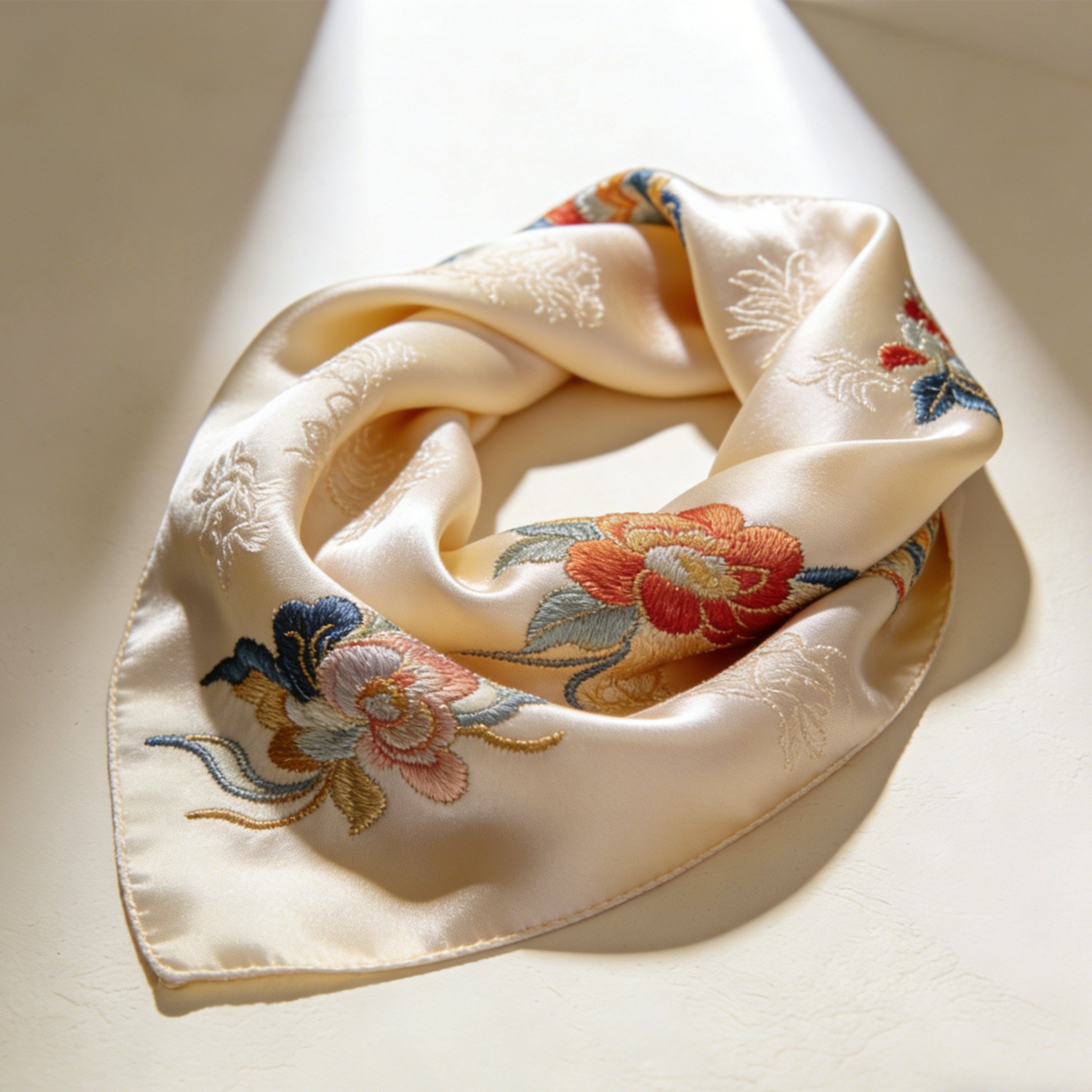 Traditionell bestickter Halstuch-Schal mit feiner Stickerei