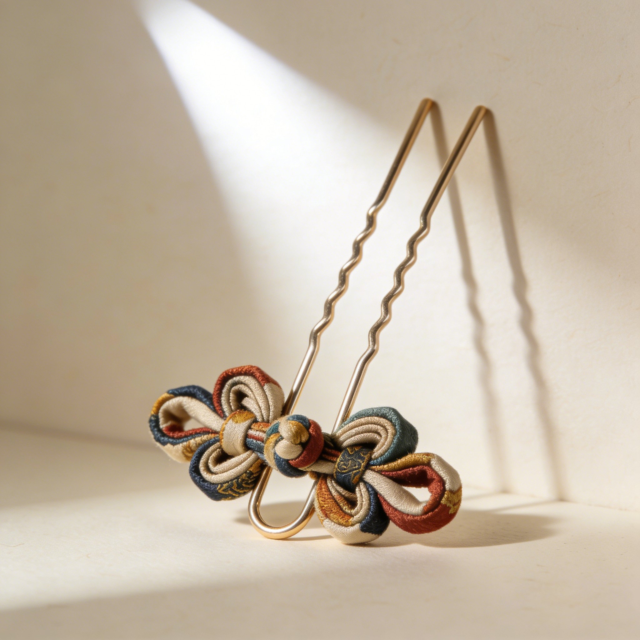 Origineller handgefertigter Haarnadelschmuck im Detail