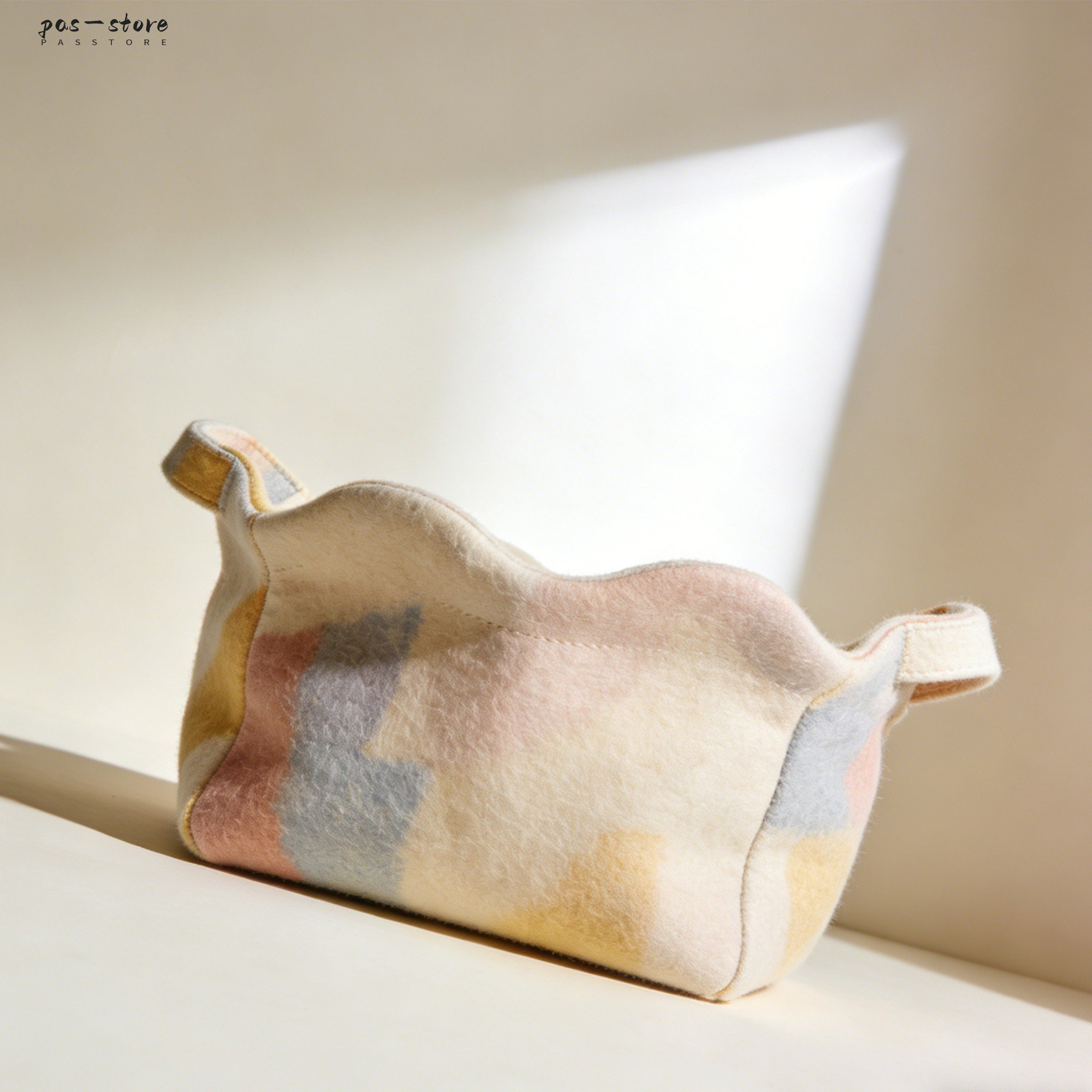 Foldable fabric baskets neatly arranged in a living room shelf