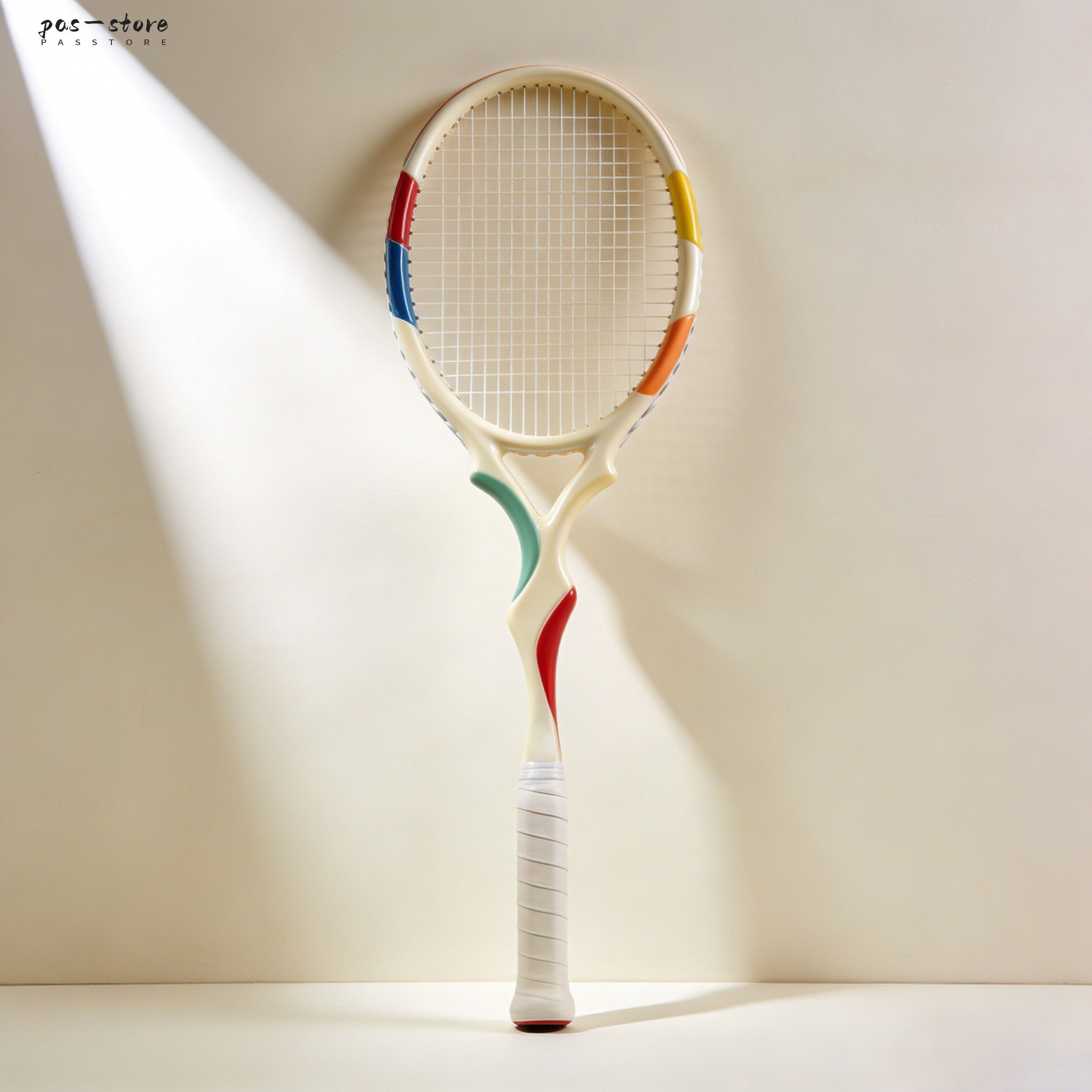 Lightweight carbon fiber badminton racket close-up