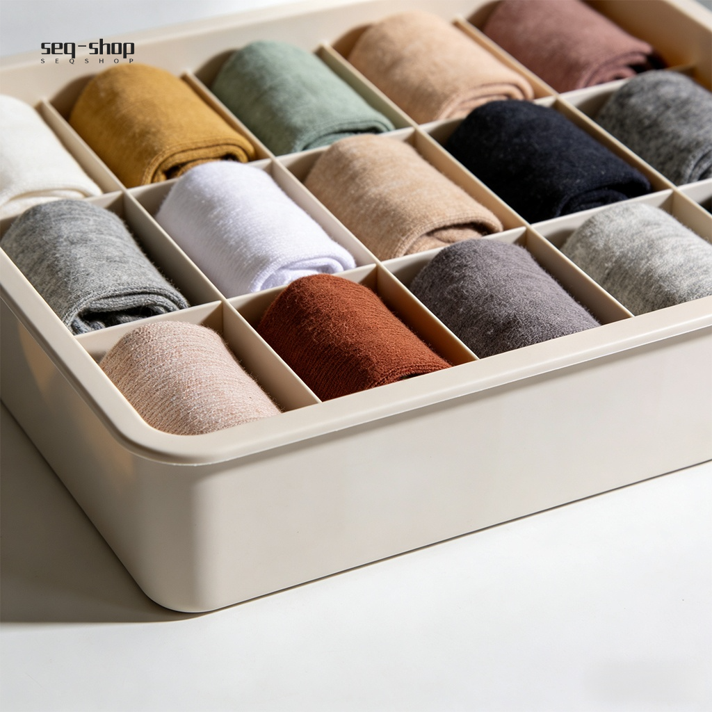 Sock Organizer Storage Box neatly arranged in a drawer