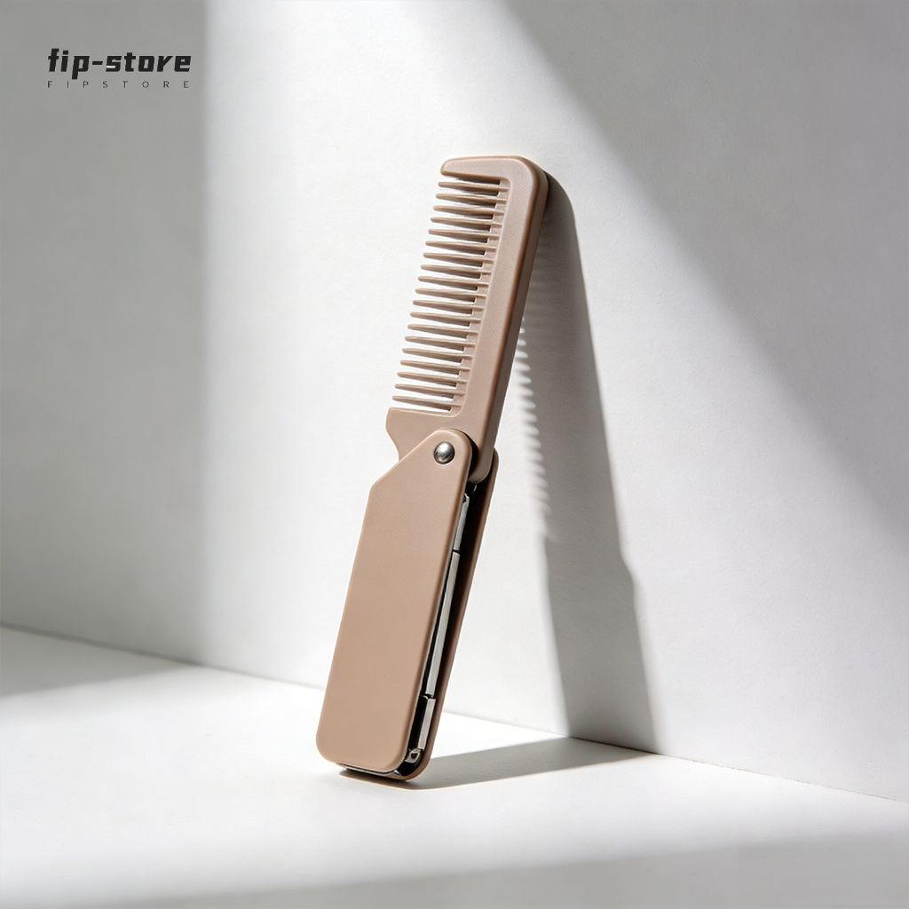 Faltbarer Kamm f&uuml;r unterwegs auf einem Koffer