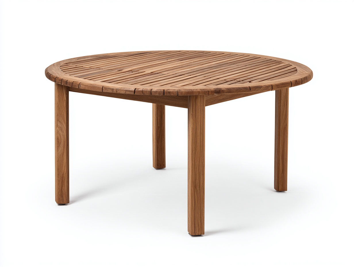 Mesas de jardín de madera maciza 120x120x75 cm - marrón - diseño natural-Havenmybay