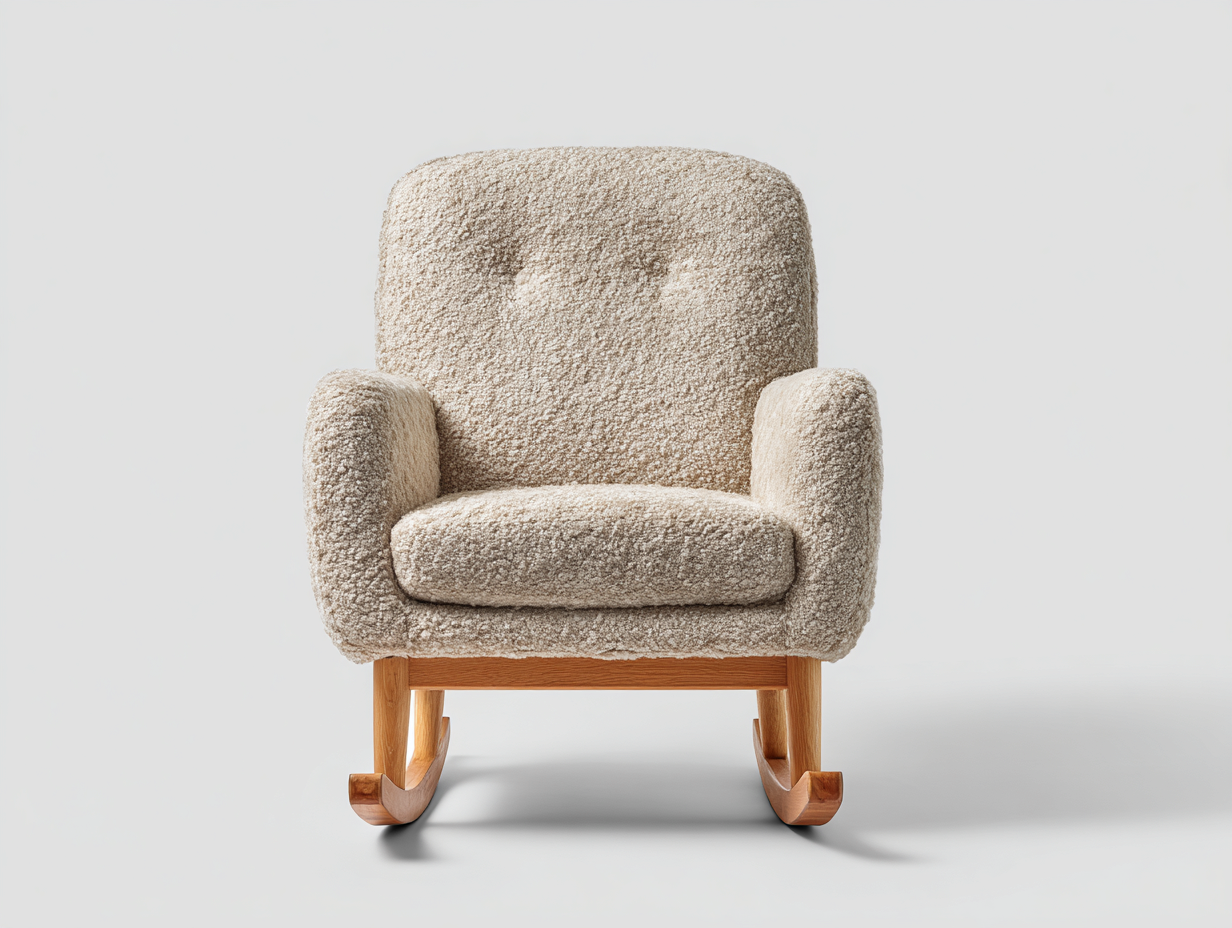 Mecedoras tapizadas con base de madera 70x85x95 cm - beige-marrón - diseño acogedor-Havenmybay