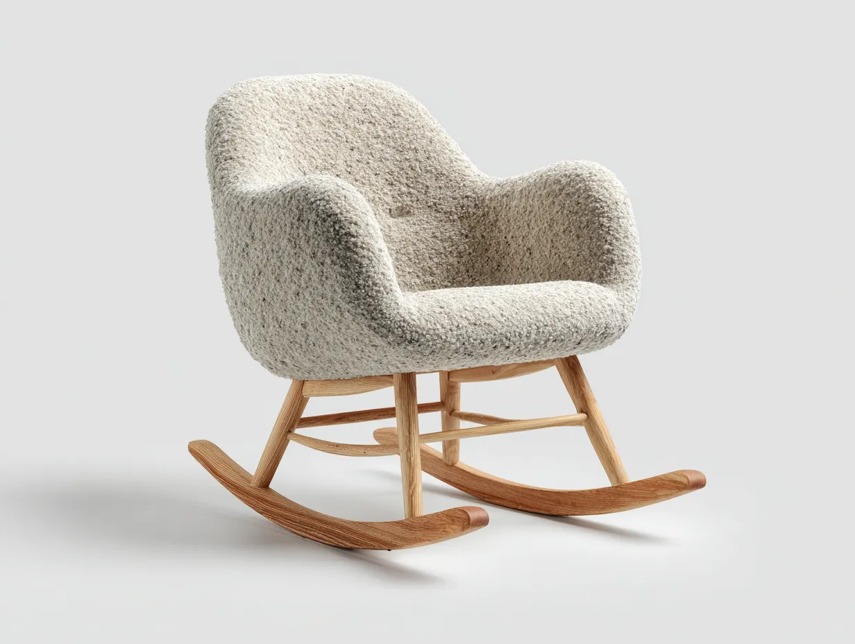 Mecedoras tapizadas 78x82x98 cm - tejido bouclé - beige - diseño escandinavo-Havenmybay