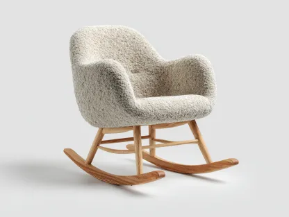 Mecedoras tapizadas 78x82x98 cm - tejido bouclé - beige - diseño escandinavo-Havenmybay