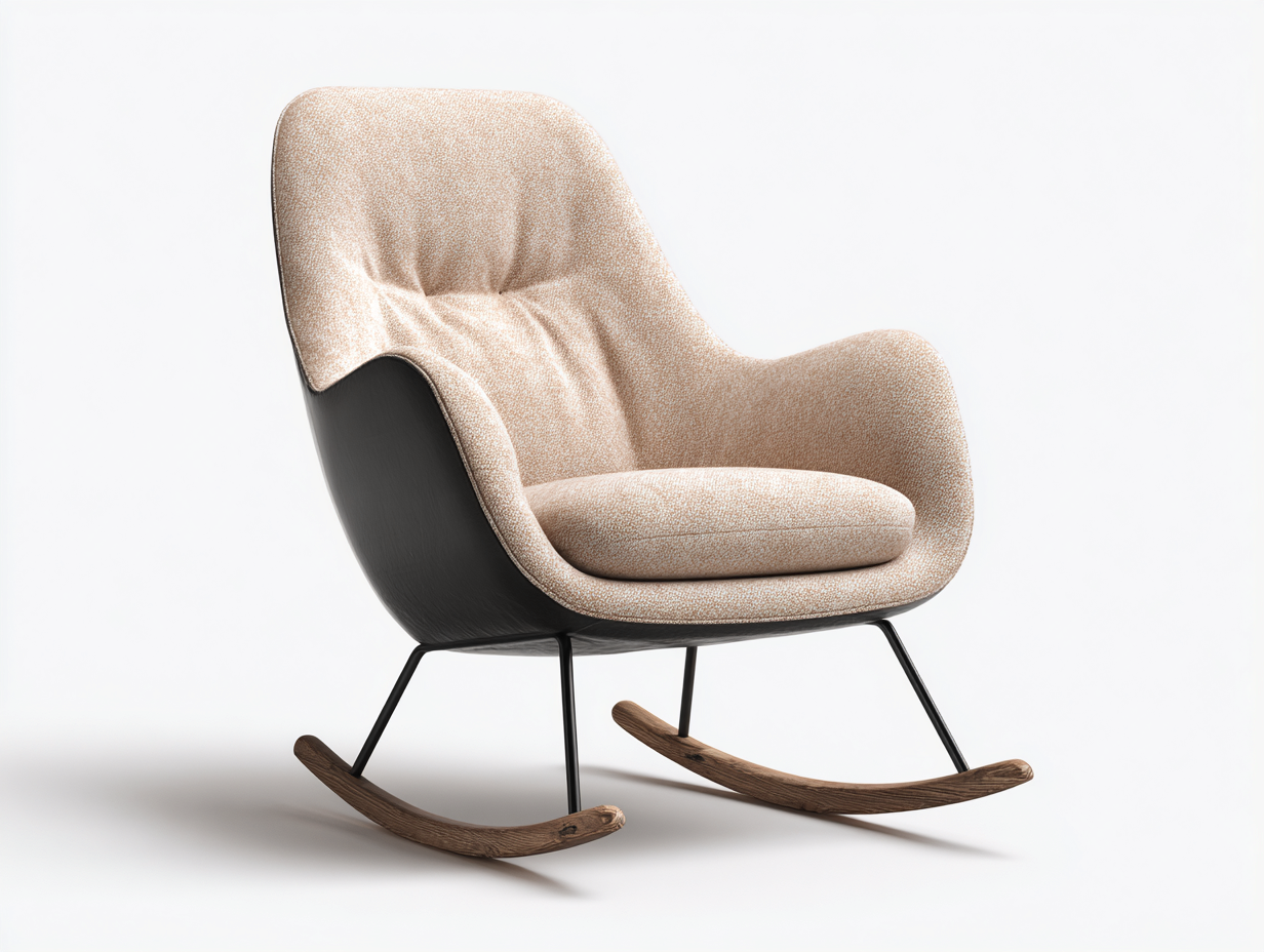 Mecedoras tapizadas con base de madera 75x80x100 cm - beige-negro-marrón - diseño moderno-Havenmybay