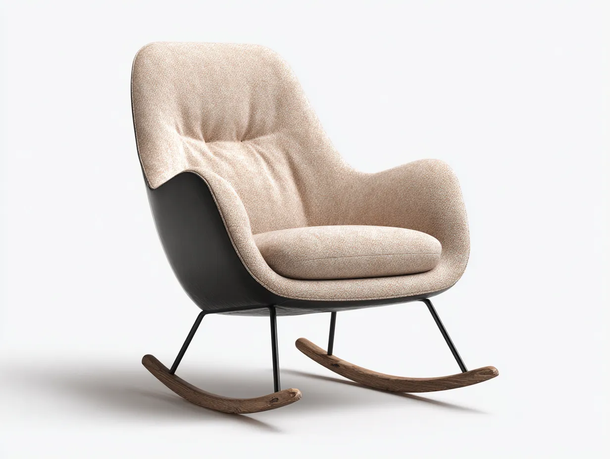 Mecedoras tapizadas con base de madera 75x80x100 cm - beige-negro-marrón - diseño moderno-Havenmybay