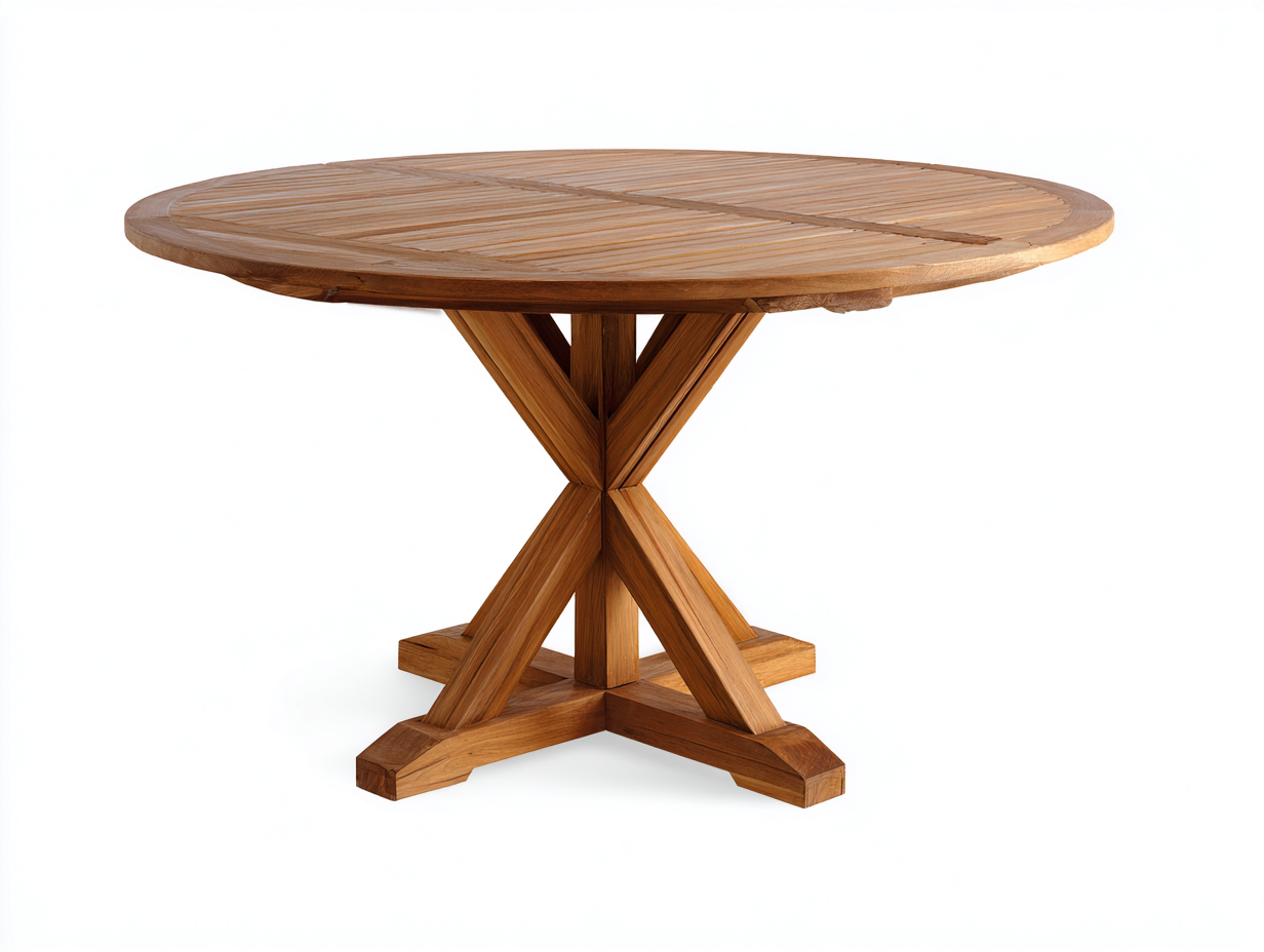 Mesa de jardín redonda de madera 120x120x75 cm - Diseño natural para exterior-Havenmybay