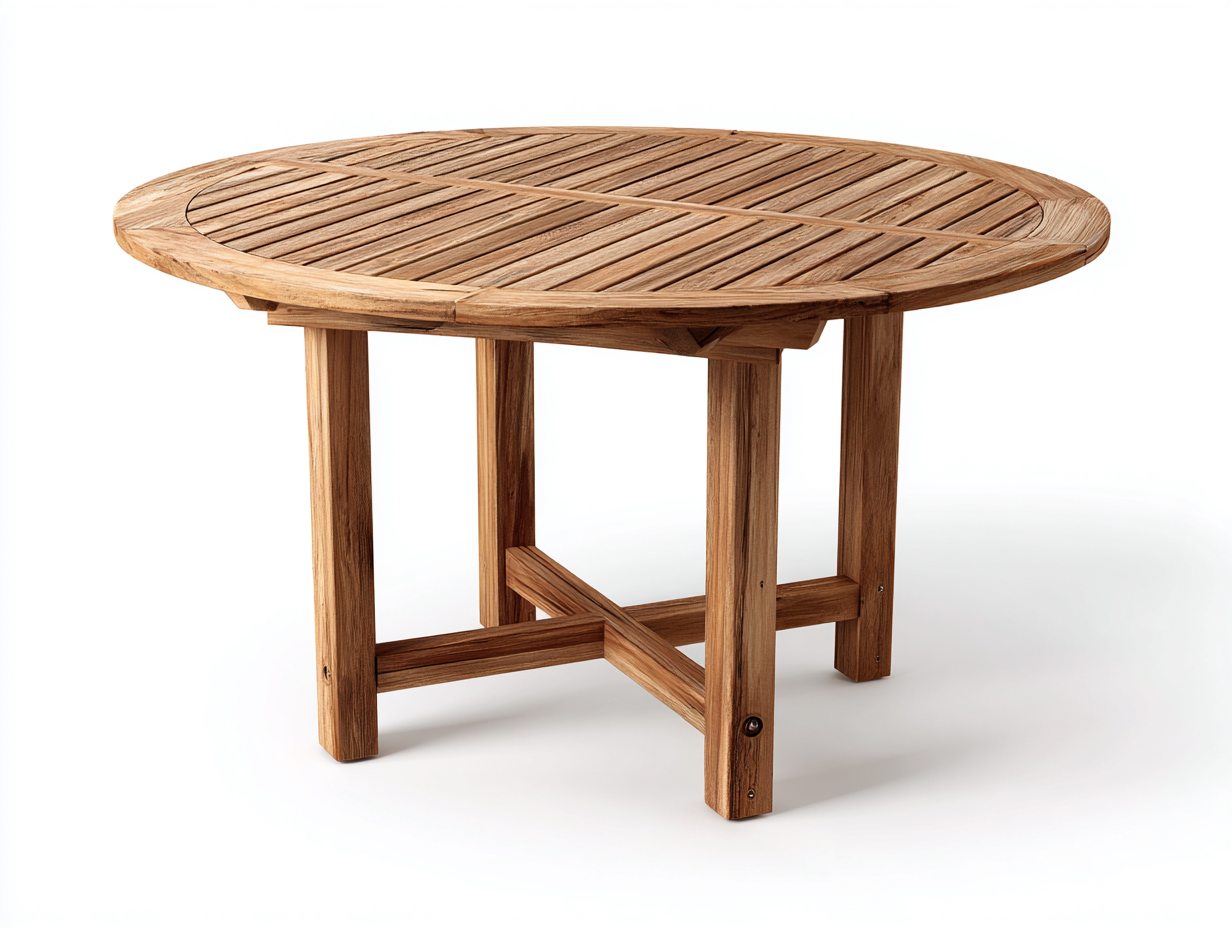 Mesa de jardín redonda de madera maciza 120x120x75 cm - marrón - diseño funcional para exterior-Havenmybay