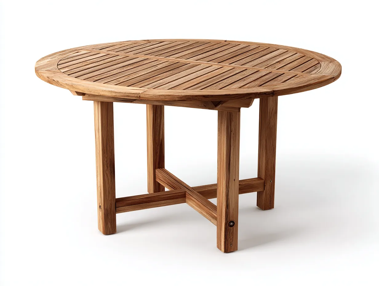 Mesa de jardín redonda de madera maciza 120x120x75 cm - marrón - diseño funcional para exterior-Havenmybay