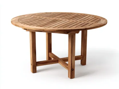 Mesa de jardín redonda de madera maciza 120x120x75 cm - marrón - diseño funcional para exterior-Havenmybay