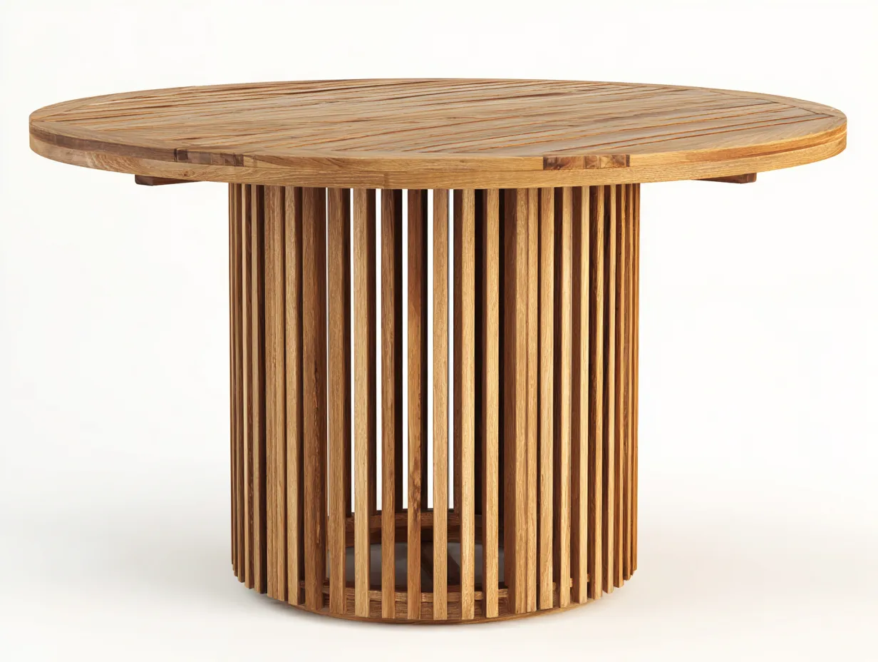 Mesa de jardín redonda de madera 120x120x75 cm - Diseño natural para exterior-Havenmybay